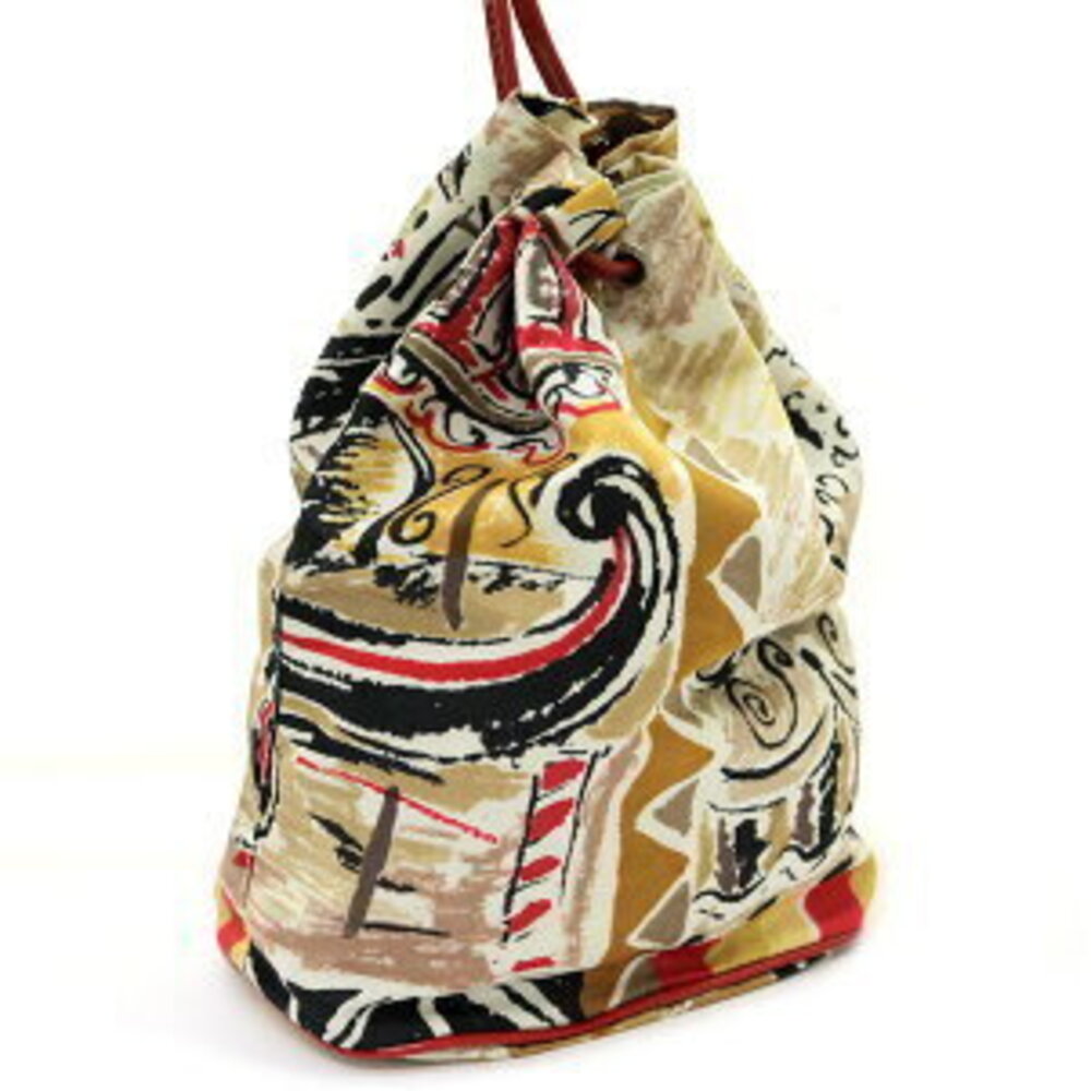 Prada Triangle Logo Drawstring Bag Beige Pink Tan… - image 2